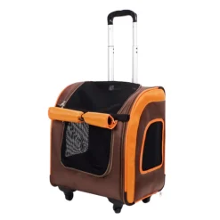Ibiyaya New Liso Backpack Parallel Transport Pet Trolley- Orange/Brown Discount