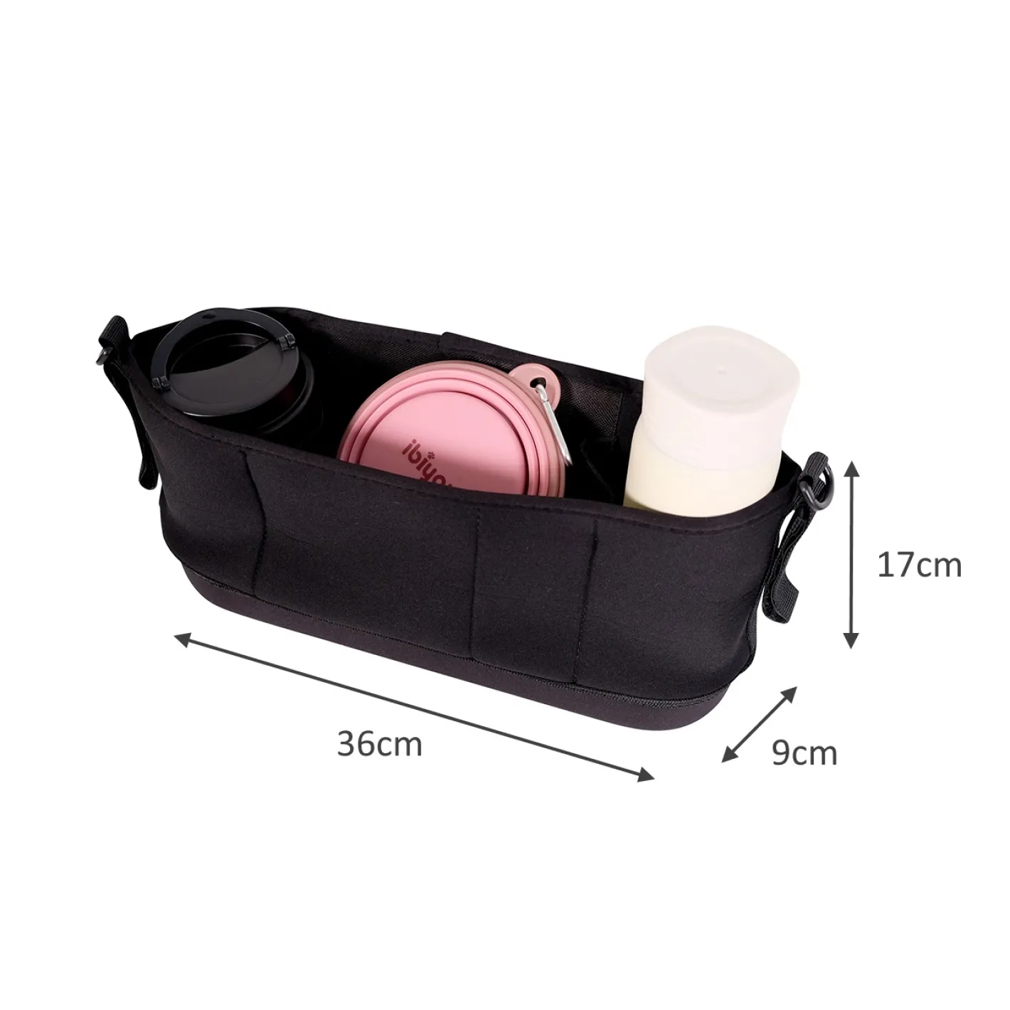 Ibiyaya Pet Pram Organiser Stroller Pouch - Black Discount