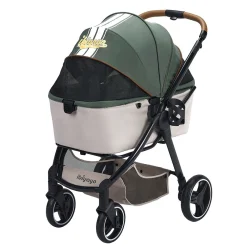 Ibiyaya Retro Luxe Folding Pet Stroller for Pets up to 30kg - Soft Sage Outlet
