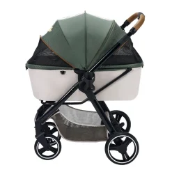 Ibiyaya Retro Luxe Folding Pet Stroller for Pets up to 30kg - Soft Sage Outlet