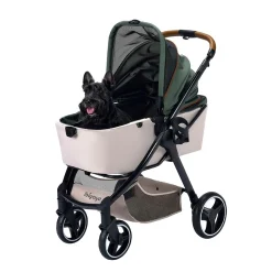 Ibiyaya Retro Luxe Folding Pet Stroller for Pets up to 30kg - Soft Sage Outlet