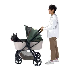 Ibiyaya Retro Luxe Folding Pet Stroller for Pets up to 30kg - Soft Sage Outlet