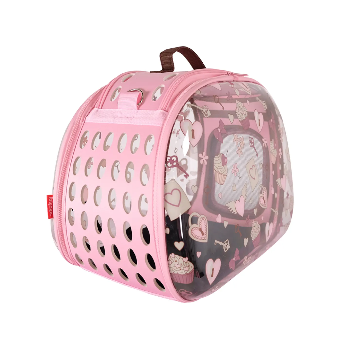Ibiyaya Transparent Pet Carrier - Pink Valentine Best