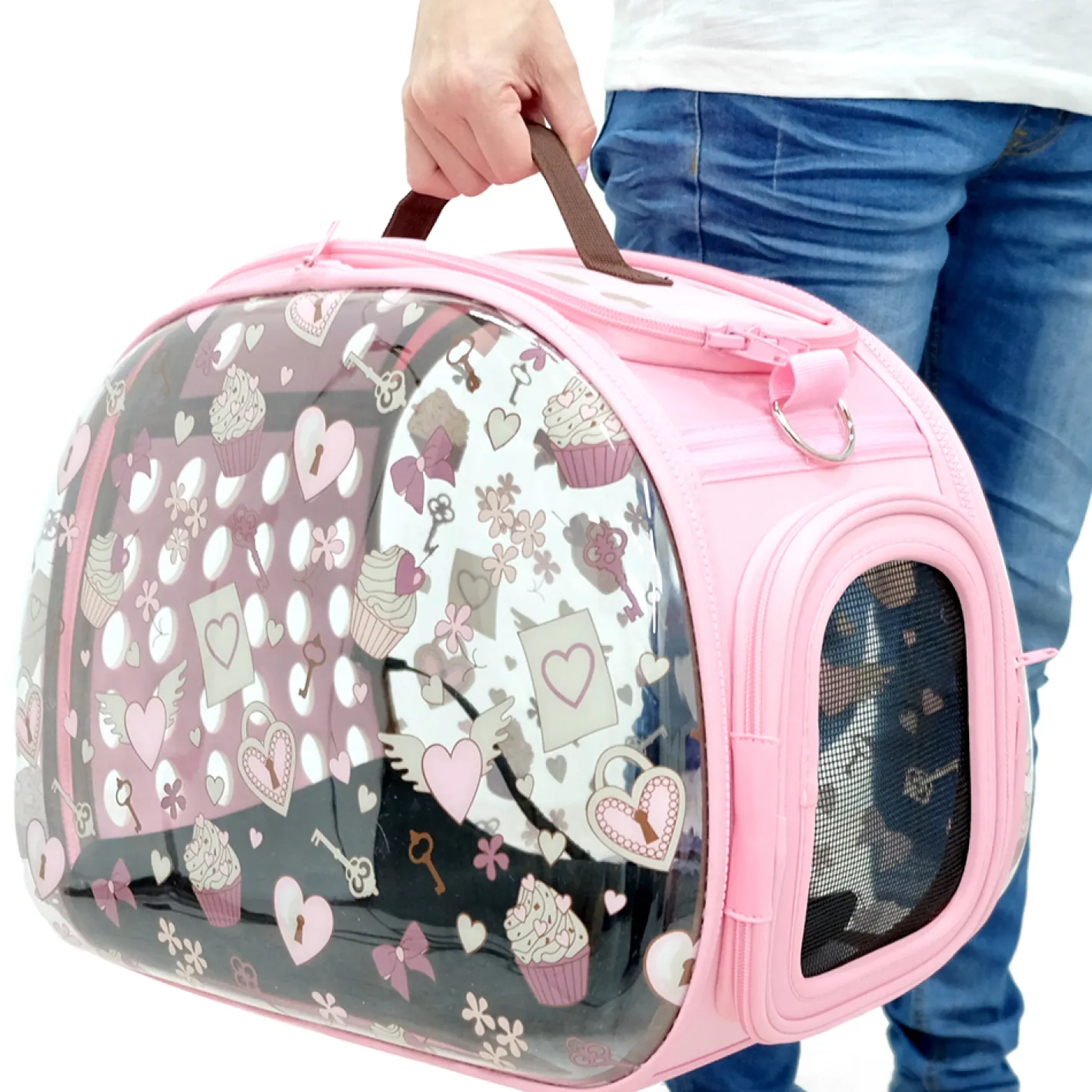 Ibiyaya Transparent Pet Carrier - Pink Valentine Best