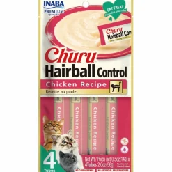 Inaba Cat Churu Meal Topper Treat - Hairball Control Creamy Chicken Recipe 24 x 14g Tubes New