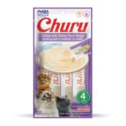 Inaba Cat Churu Meal Topper Treat - Creamy Chicken & Shrimp Recipe 24 x 14g Tubes Hot