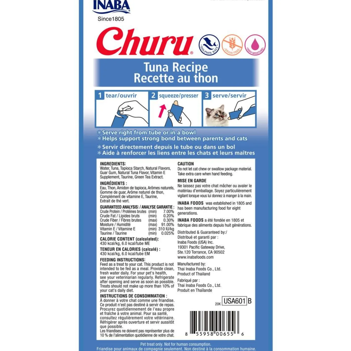 Inaba Cat Churu Meal Topper Treat - Creamy Tuna Recipe 24 x 14g Tubes Sale