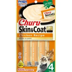 Inaba Cat Churu Meal Topper Treat - Skin & Coat Creamy Chicken Recipe 24 x 14g Tubes New