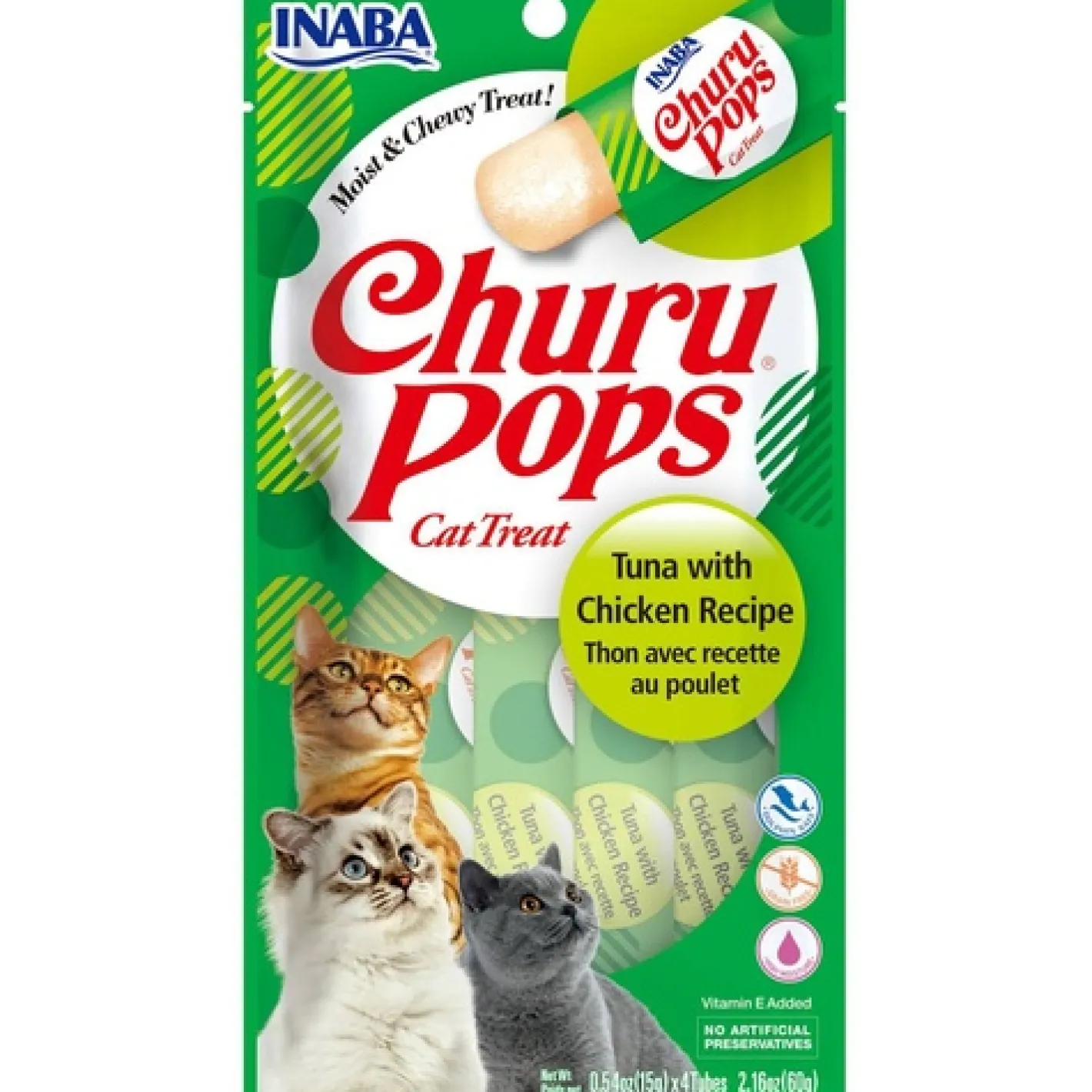 Inaba Cat Churu Pops Meal Topper Treat - Creamy Tuna & Chicken Recipe 24 x 15g Tubes Hot
