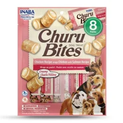 Inaba Dog Churu Bites Treats Chicken Wraps with Creamy Salmon Filling 48 x 12g Tubes Best
