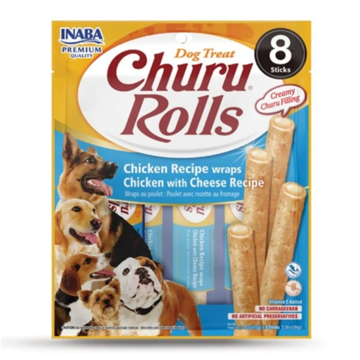 Inaba Dog Churu Rolls Snack Chicken & Cheese with Creamy Filling - 48 Rolls Outlet