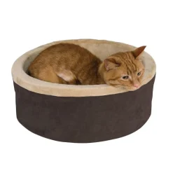 K&H Thermo Kitty Cuddle Up Heated Pet Bed for Cats & Small Dogs in Polarfleece Mocha Sale