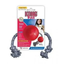 KONG Classic Ball with Rope Non-Toxic Rubber Fetch Dog Toy - Small Outlet