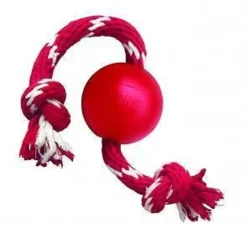 KONG Classic Ball with Rope Non-Toxic Rubber Fetch Dog Toy - Small Outlet