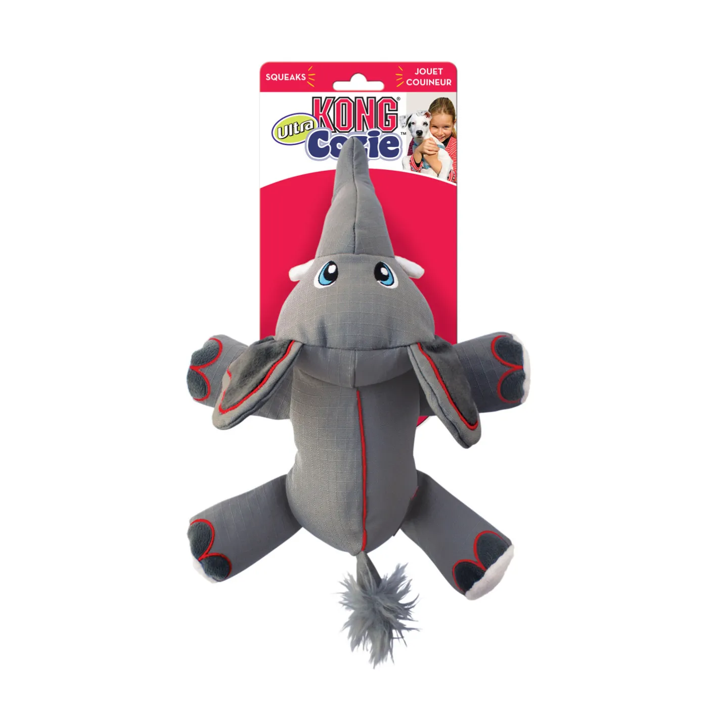 KONG Cozie Ultra Ella Elephant Canvas Squeaker Dog Toy Best