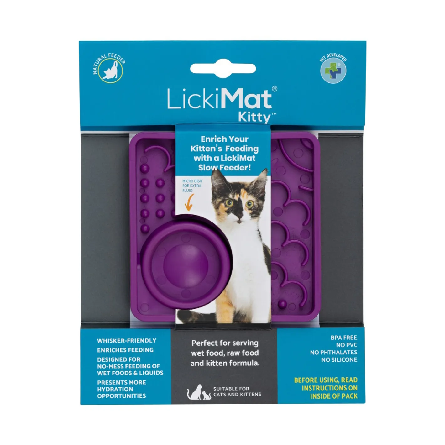 Lickimat Kitty Slow Food Bowl Anti-Anxiety Mat for Kittens New