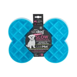 Slodog Lickimat No Gulp Bone-Shaped Slow Food Bowl for Dogs - For Small Dogs +BONUS TREATS Clearance