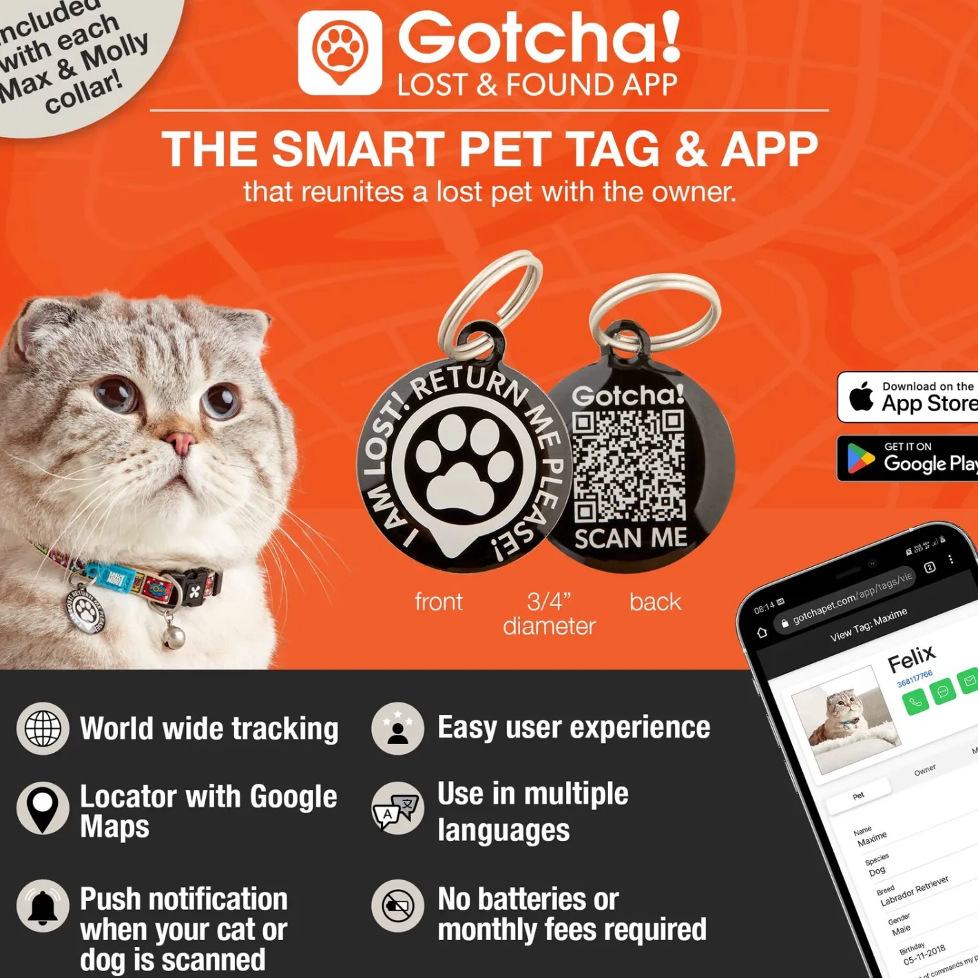 Max & Molly Smart ID Cat Collar - Margarite Online