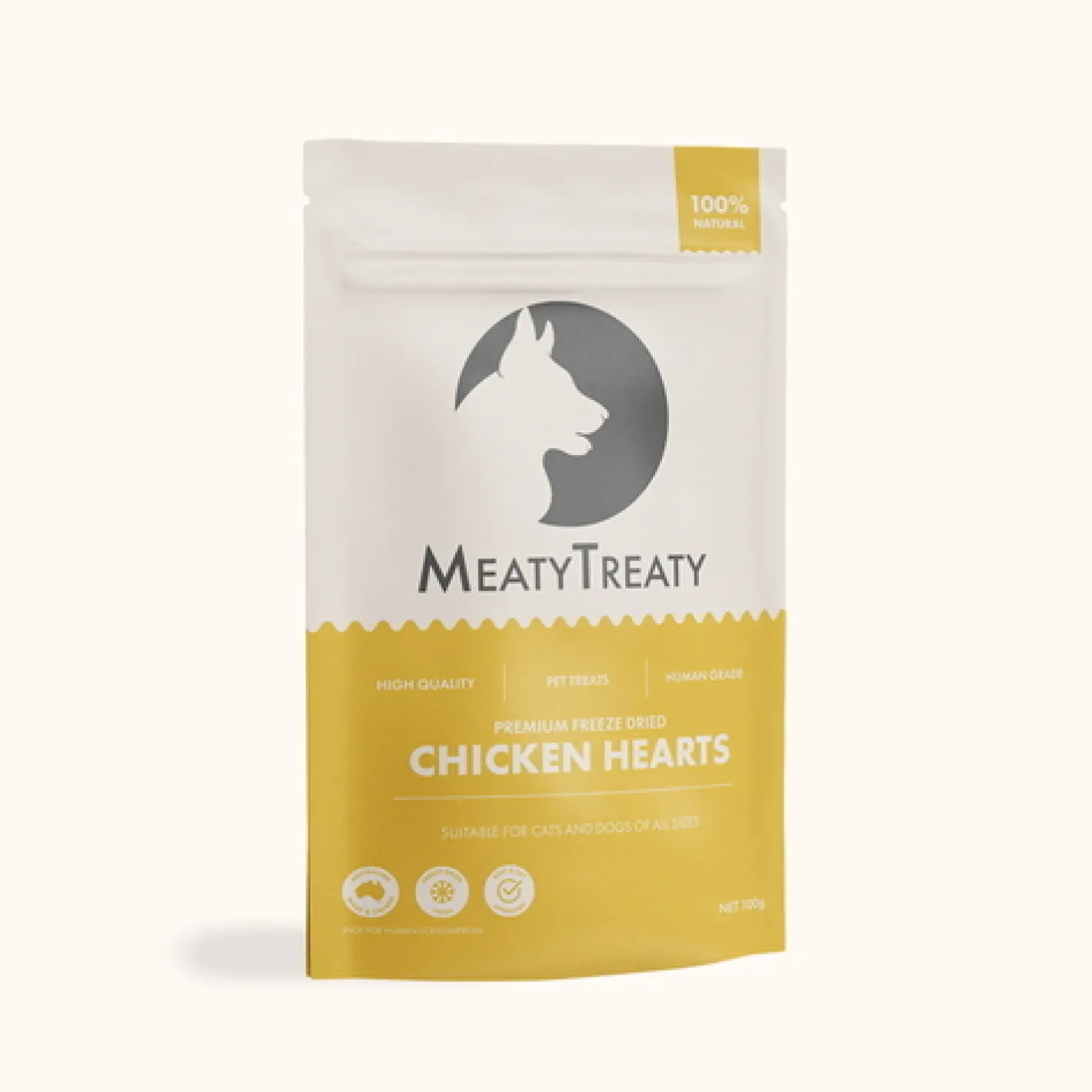 Meaty Treaty Freeze Dried Australian Chicken Hearts Cat & Dog Treats 100g Clearance