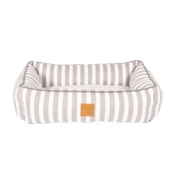Mog and Bone Mog & Bone Bolster Dog Bed - Latte Hamptons Stripe New