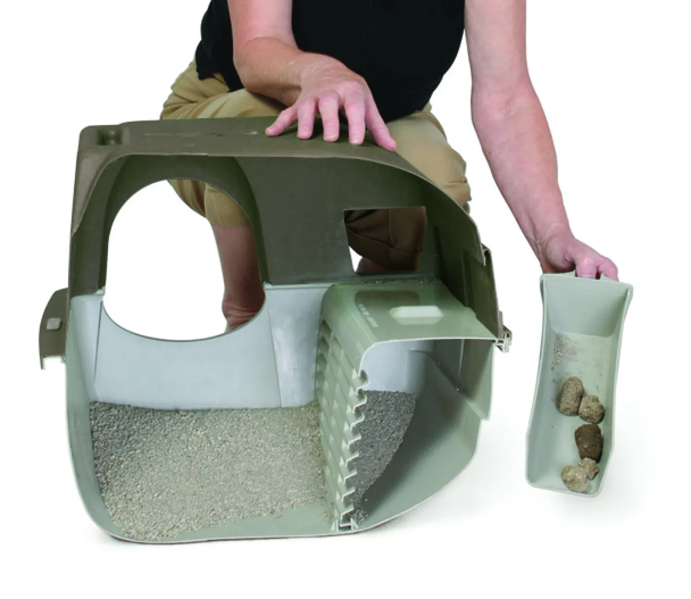 Omega Paw Roll n Clean Easy Clean Covered Cat Litter Box New