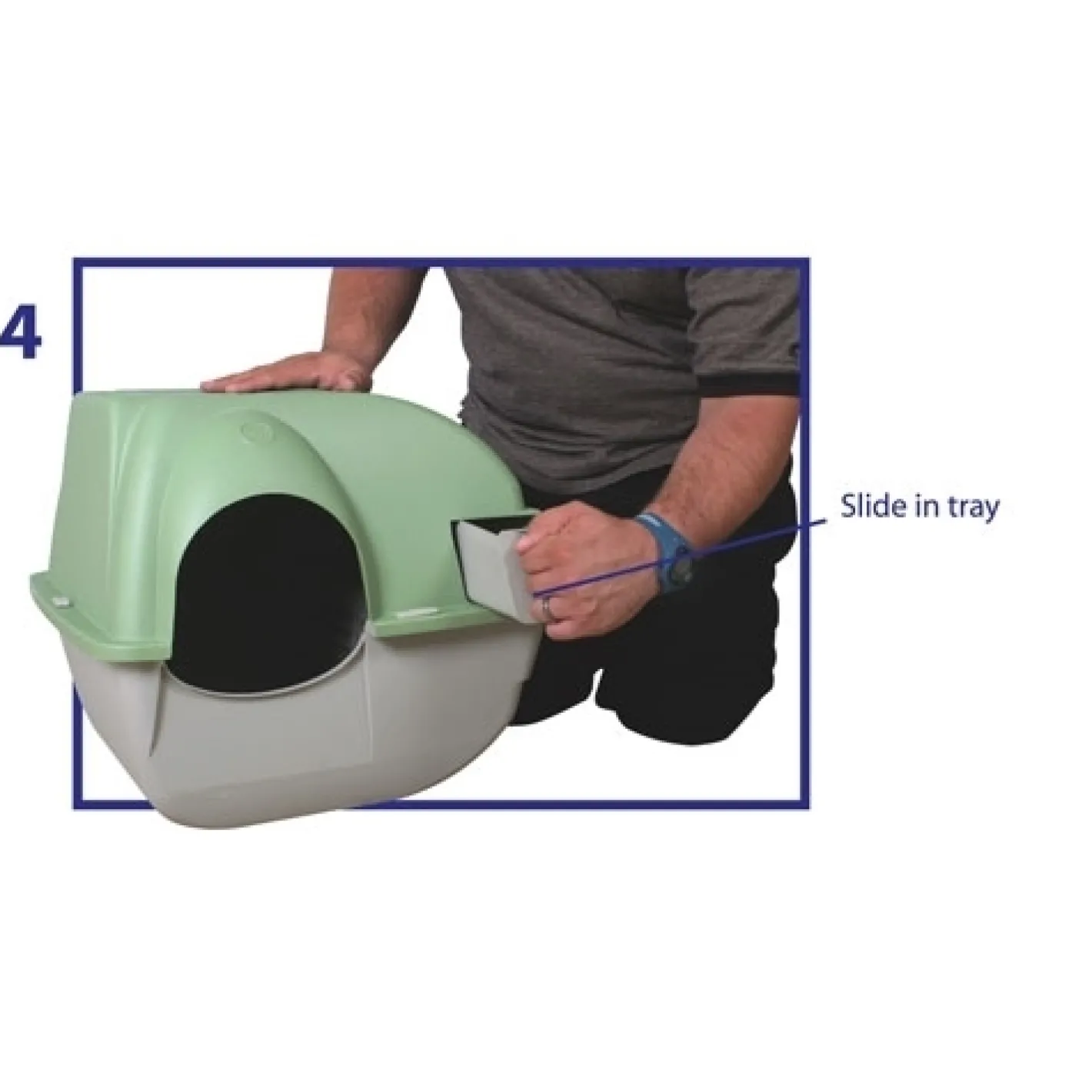 Omega Paw Roll n Clean Easy Clean Covered Cat Litter Box New