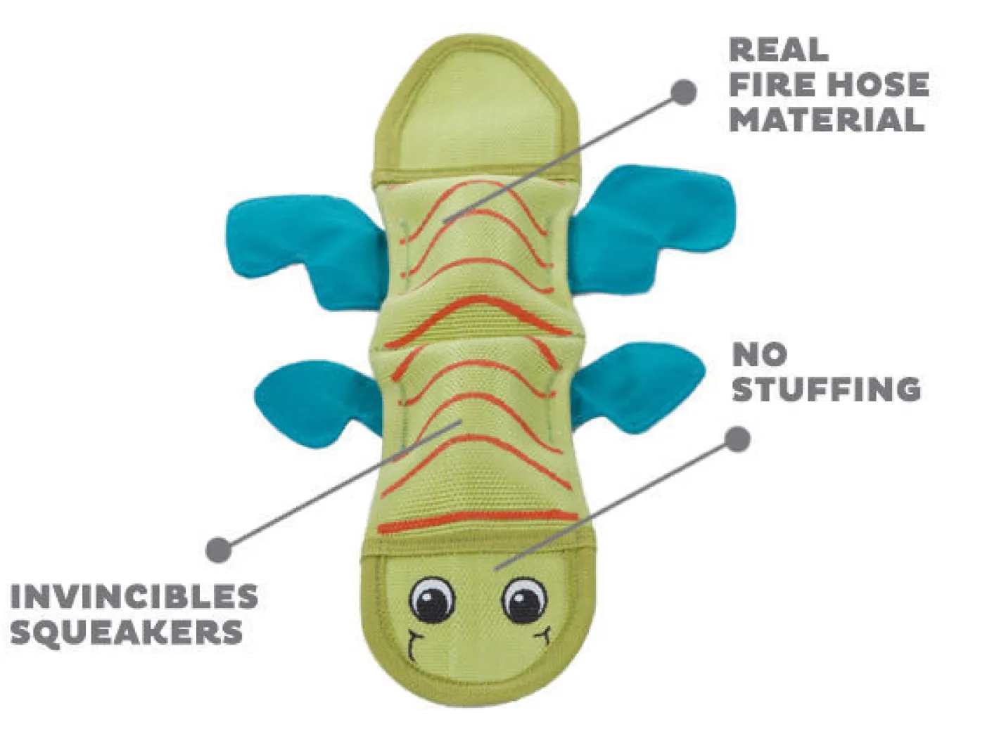 Outward Hound Fire Biterz Tough Squeaker Dog Toy - Red Lizard Fashion