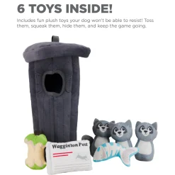 Outward Hound Hide A Raccoon Plush Dog Puzzle with 3 Squeaker Toys Best