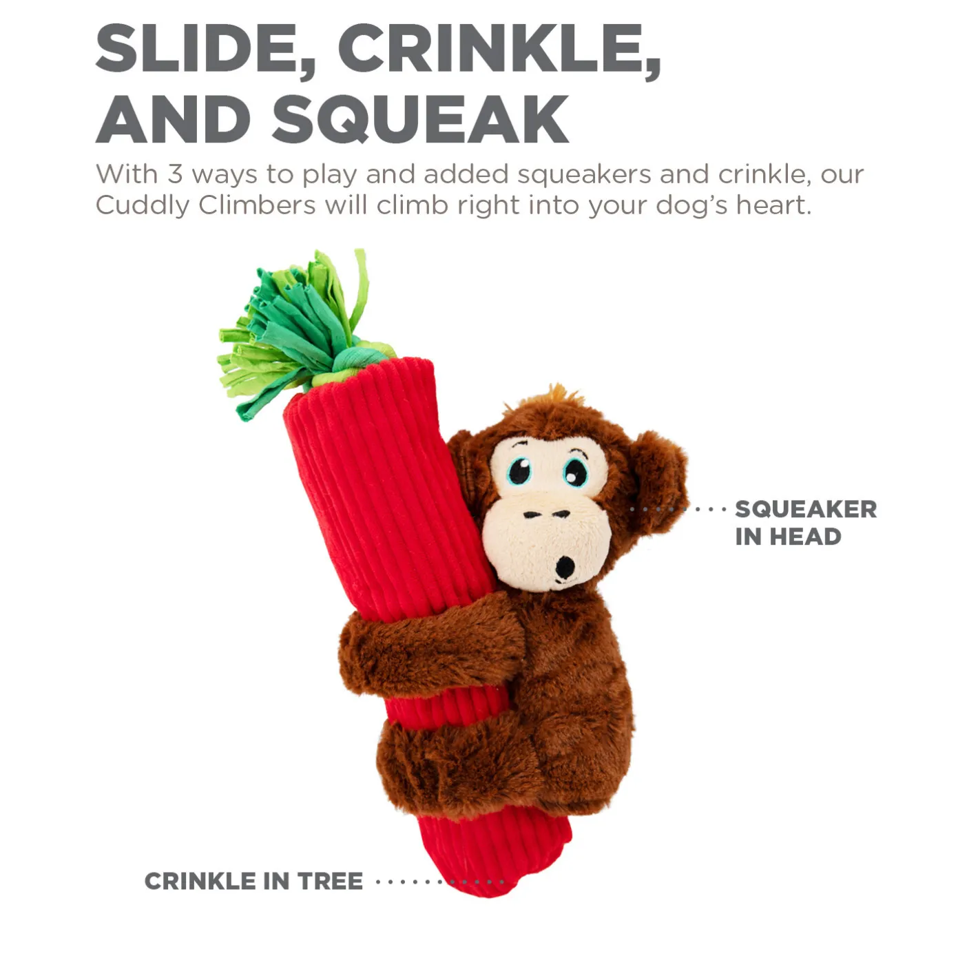 Outward Hound 3-in-1 Tug & Toss Dog Toy - Cuddly Climbers Monkey Sale