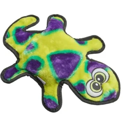 Outward Hound Invincibles Plush Low Stuffing Squeaker Dog Toy - Green Gecko Best