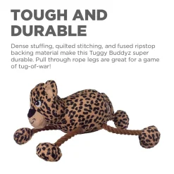 Outward Hound Tuggy Buddys Plush Squeaker Dog Tug Toy - Leopard Clearance