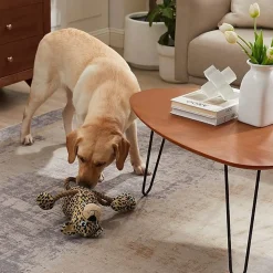 Outward Hound Tuggy Buddys Plush Squeaker Dog Tug Toy - Leopard Clearance