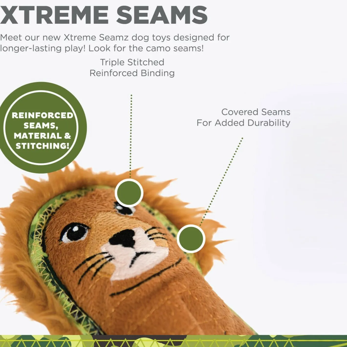 Outward Hound Xtreme Seamz Squeaker Dog Toy - Lion Online