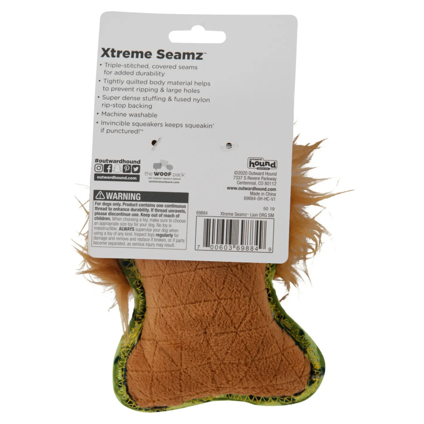 Outward Hound Xtreme Seamz Squeaker Dog Toy - Lion Online