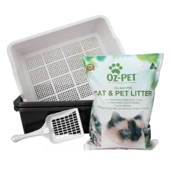 Oz Pet Cat Litter System - Sifter Set with Bonus Litter & Scoop - Charcoal Outlet