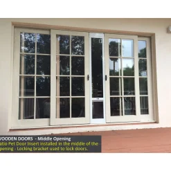 Patiolink Sliding Door Pet Panel Insert & Flap + Locking Bracket for Doors Fashion