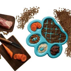 Pet DreamHouse PAW 2-in-1 Slow Feeder & Anti-Anxiety Food Lick Pad for Cats & Dogs - Blue Fashion