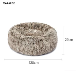 iDS Pet Bed Cat Dog Donut Nest Calming Mat Soft Plush Kennel - Brown Discount