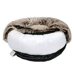 iDS Pet Bed Cat Dog Donut Nest Calming Mat Soft Plush Kennel - Brown Discount