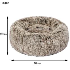 iDS Pet Bed Cat Dog Donut Nest Calming Mat Soft Plush Kennel - Brown Discount