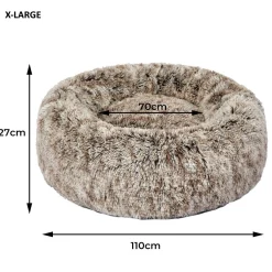 iDS Pet Bed Cat Dog Donut Nest Calming Mat Soft Plush Kennel - Brown Discount