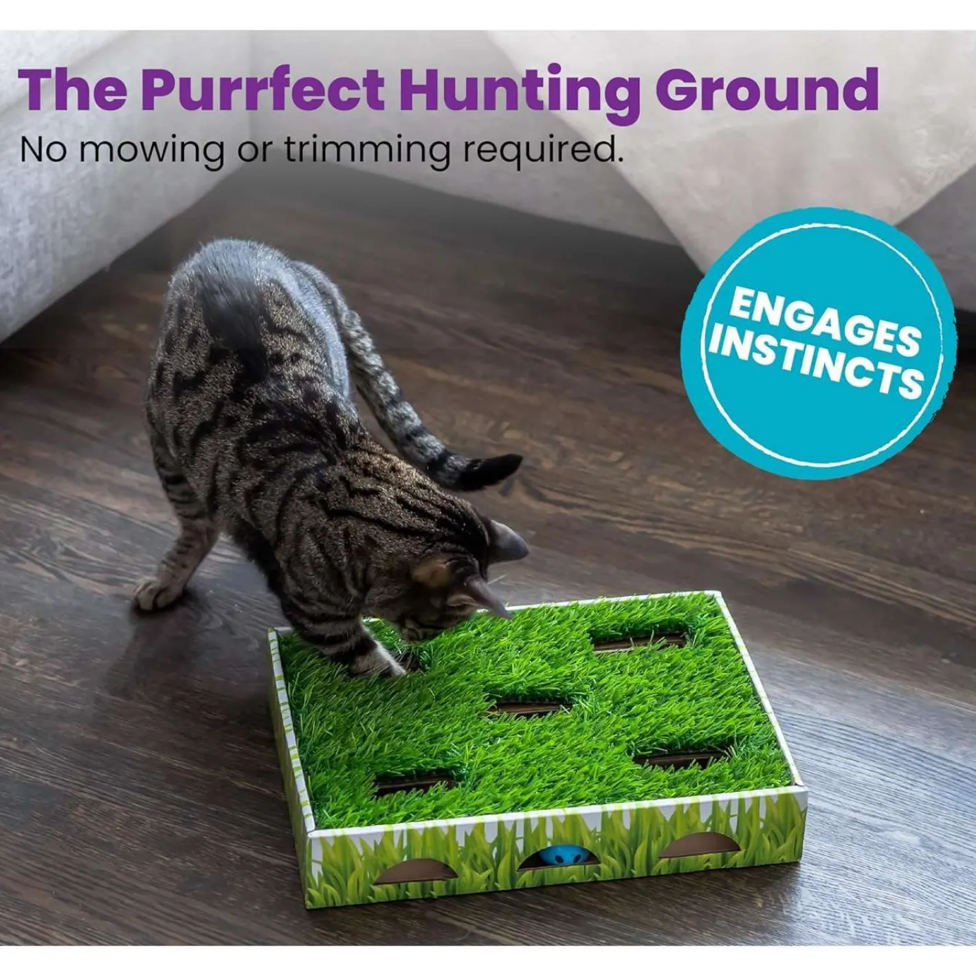 Petstages Grass Patch Hunting Box Interactive Cat Toy with Faux Grass Sale