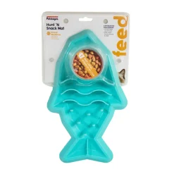 Petstages Hunt N Snack Mat Wet and Dry Slow Food Bowl for Cats - Blue Hot