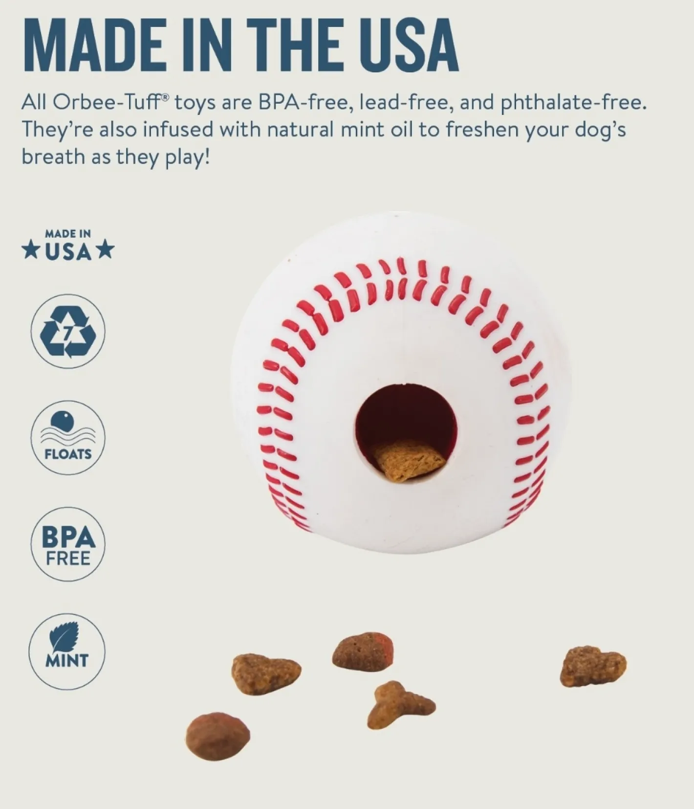 Planet Dog Durable Treat Dispensing & Fetch Dog Toy - Baseball Online