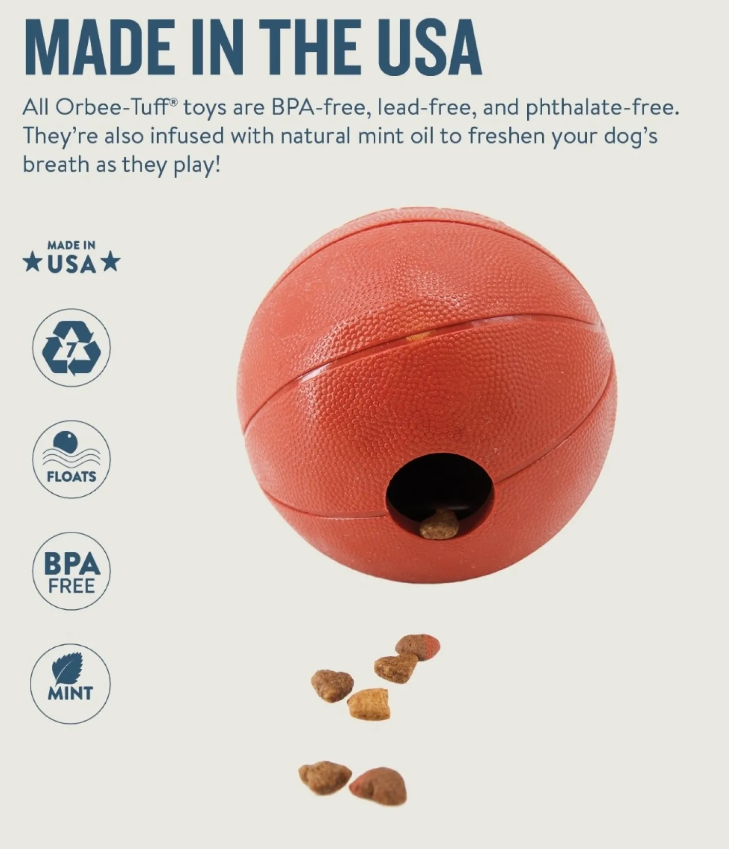 Planet Dog Durable Treat Dispensing & Fetch Dog Toy - Basketball New
