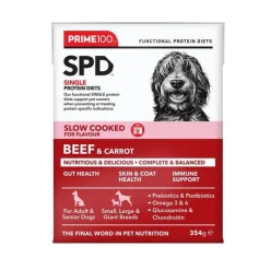 Prime100 SPD Slow Cooked Dog Food Single Protein Beef & Carrot 12 x 354g Discount