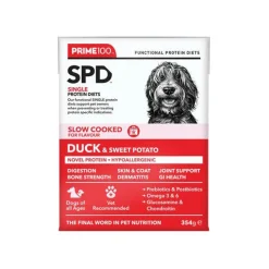 Prime100 SPD Slow Cooked Dog Food Single Protein Duck & Sweet Potato 12 x 354g Fashion