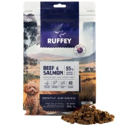 Ruffey Air-Dried Australian Dog Food & Meal Topper - Beef & Salmon 454g - Natural, Healthy Food for Dogs New