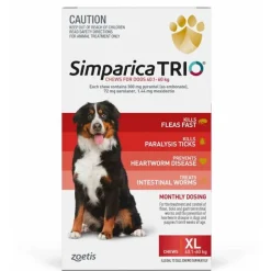 Simparica Trio Flea, Tick & Heartworm Chew for Extra Large Dogs 40.1-60kg New