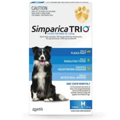 Simparica Trio Flea, Tick & Heartworm Chew for Medium Dogs 10.1-20kg Fashion